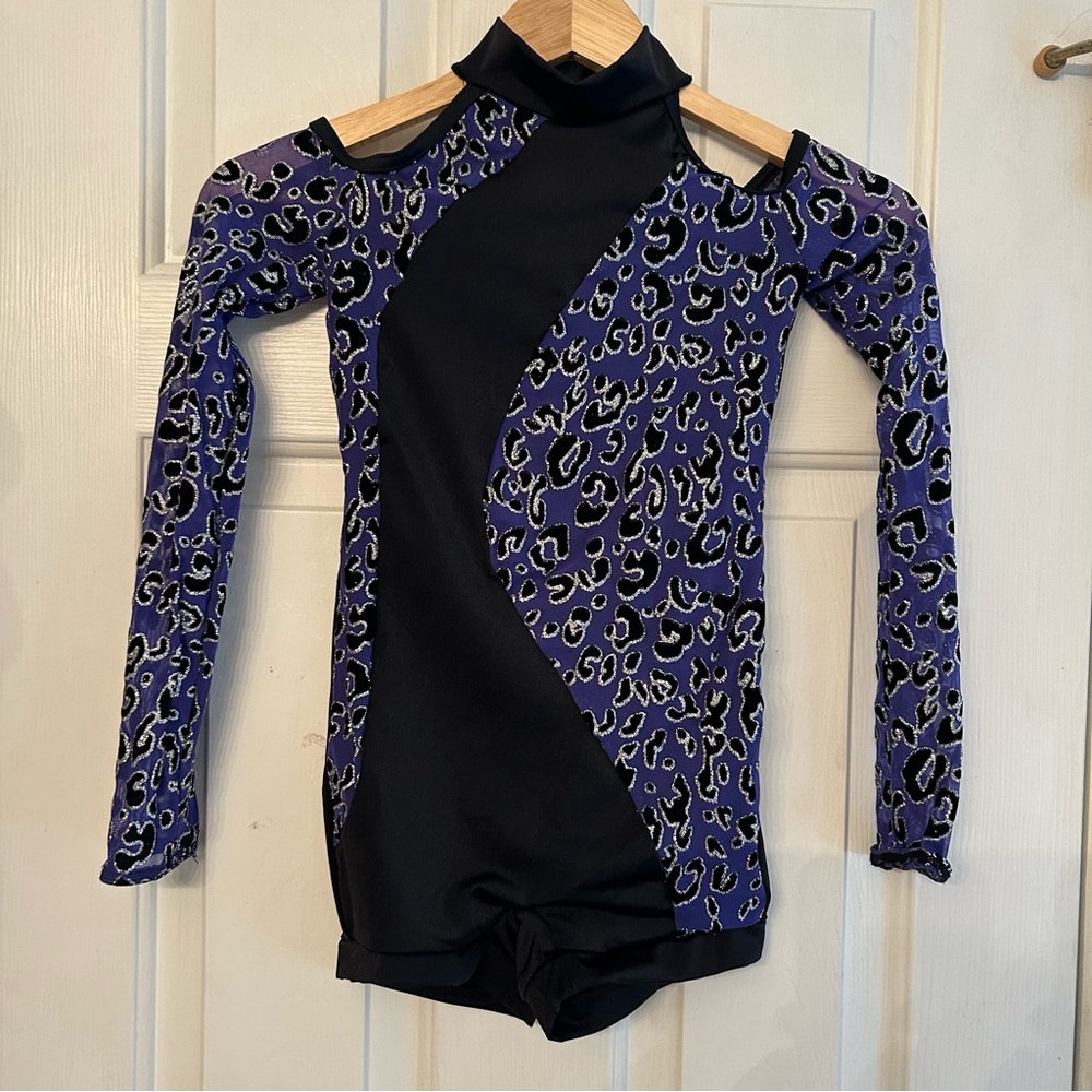 Weissmann purple leopard dance recital‎ leotard Size MC